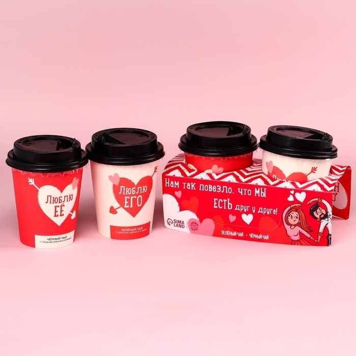 Подарочный набор &laquo;Есть друг у друга&raquo;: зелёный чай сенча со вкусом кокосовой мяты 3 г., чёрный чай с корицей и грецким орехом 3 г.