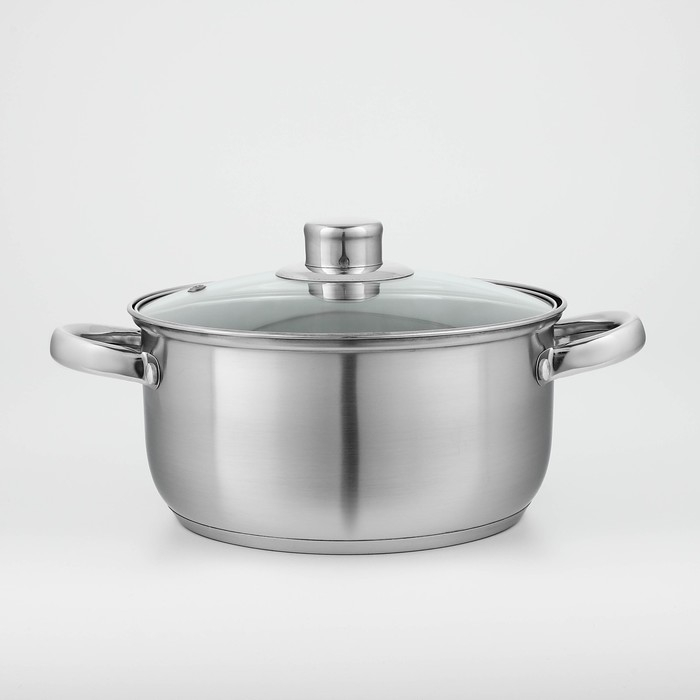 Кастрюля из нержавеющей стали Доляна &laquo;Гретте&raquo;, 3,2 л, d=20 см, с крышкой, капсульное дно, индукция