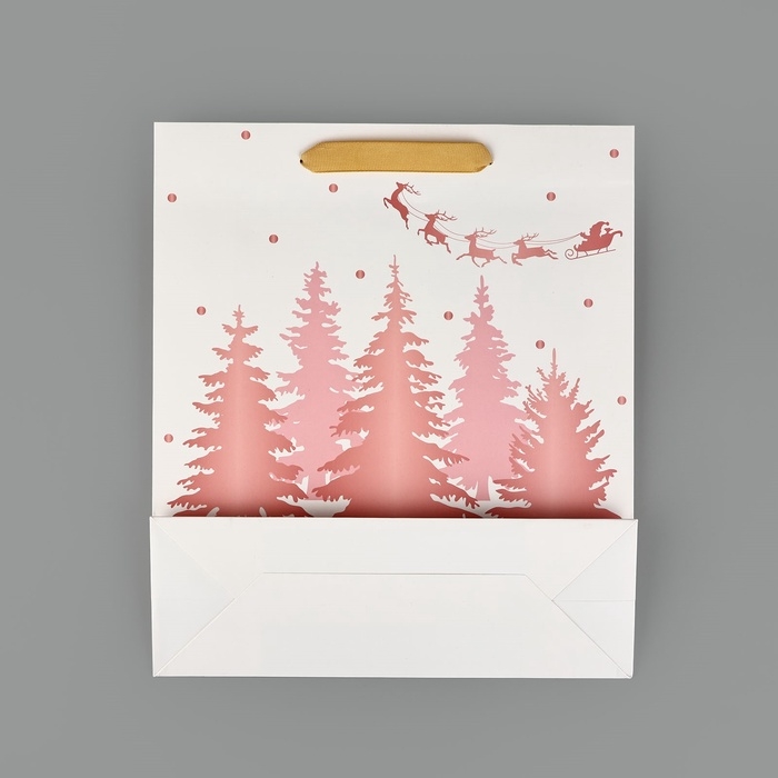 Пакет подарочный новогодний ламинированный &laquo;Сказочный лес&raquo;, тиснение, M 30 х 26 х 9 см, Новый год