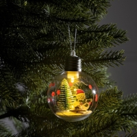 Ёлочный шар &laquo;Снеговик&raquo;, батарейки, 1 LED, свечение тёплое белое