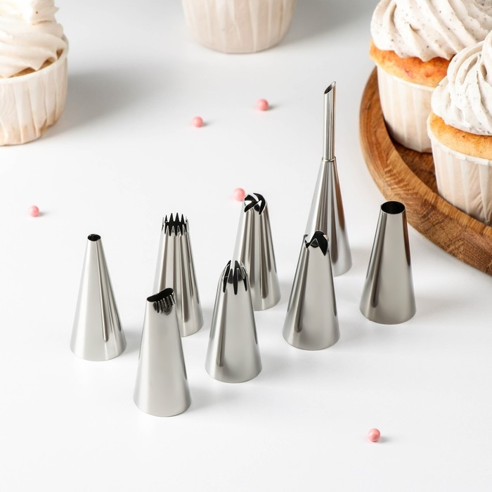 Набор насадок кондитерских KONFINETTA, 2,5&times;5,3 см (для начинки - 9&times;2,5 см), 8 шт