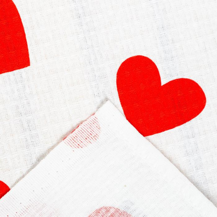 Простыня для бани &laquo;Сердечки&raquo; 150х180&plusmn;5 см, 100% хлопок, вафельное полотно, 160 гр/м2