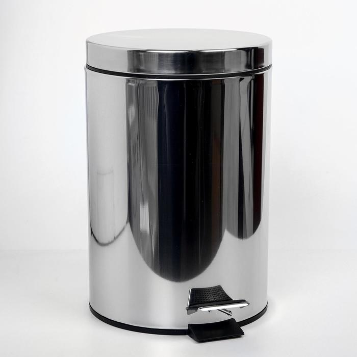 Ведро мусорное с педалью Доляна, 3 л, нержавеющая сталь, цвет хромированный Ведро мусорное с педалью Доляна, 3 л, нержавеющая сталь, цвет хромированный
