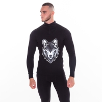 Термобельё мужское НАЧЁС (фуфайка, кальсоны) принт волк, цвет чёрный, размер 54