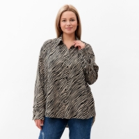 Блузка женская, цвет экрю, принт зебра, размер 54