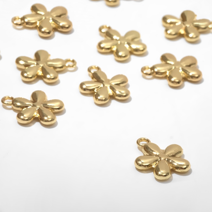 Подвеска &laquo;Цветок&raquo; миниатюрный, набор 10 шт., цвет золото
