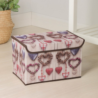 Короб стеллажный для хранения с крышкой &laquo;Сердца&raquo;, 37&times;24&times;24 см