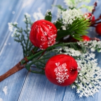 Декор "Зимние грезы" ягоды снежные веточки, 19 см Декор "Зимние грезы" ягоды снежные веточки, 19 см