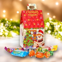 Новый год. Кондитерский набор конфет "Мини Домик САНТА", 210 г