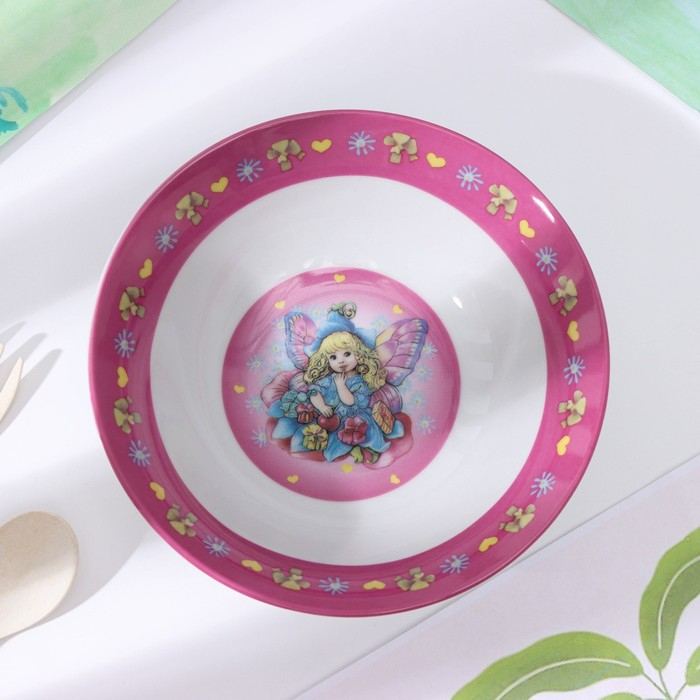 Набор детской посуды из керамики Доляна &laquo;Дюймовочка&raquo;, 3 предмета: кружка 230 мл, миска 400 мл, тарелка d=18 см,цвет белый