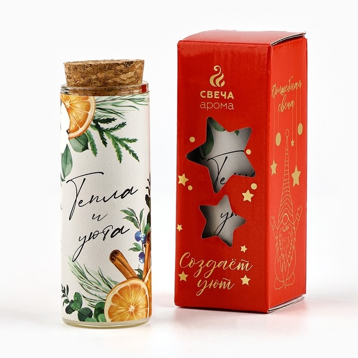 Свеча новогодняя &laquo;Тепла и уюта&raquo;, на Новый год, аромат мандарин, 9 х 3,5 см