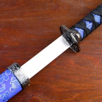 Макет оружия &laquo;Сувенирные катаны на подставке 2в1. Драконы золото на синем&raquo;, подарочный набор, ножны ткань, 47 см; 70 см