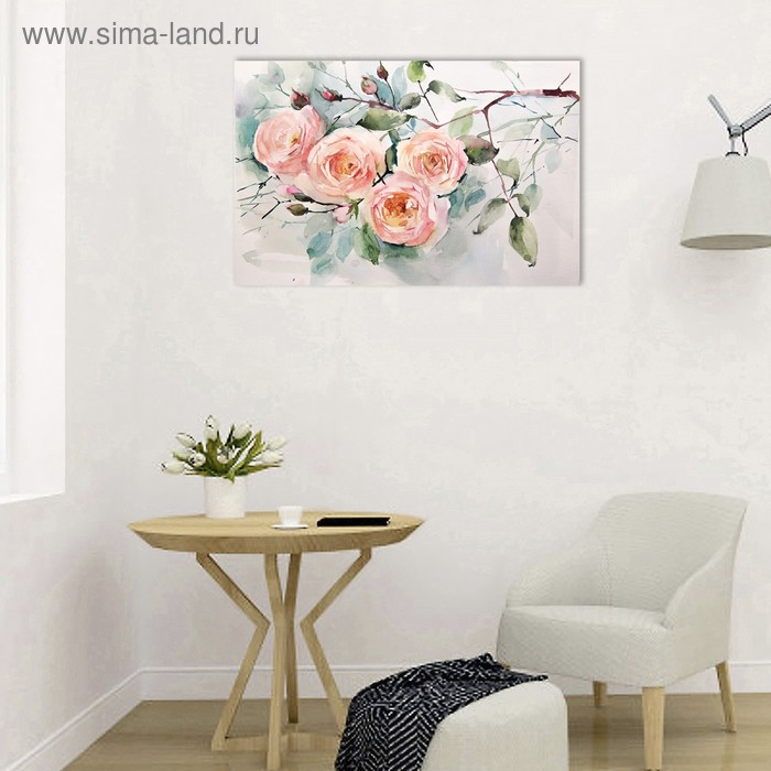 Картины на подрамнике "Акварель. Ветка розы" 40*50 см