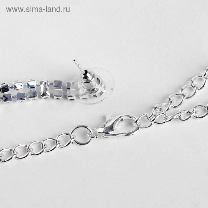 Набор 2 предмета: серьги, колье &laquo;Листопад&raquo; ромб, цвет чёрно-белый в серебре, 45см