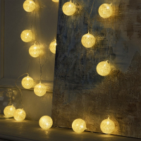 Гирлянда «Нить» 5 м с насадками «Клубки золотистые», IP20, прозрачная нить, 20 LED, свечение тёплое белое, 220 В Гирлянда «Нить» 5 м с насадками «Клубки золотистые», IP20, прозрачная нить, 20 LED, свечение тёплое белое, 220 В