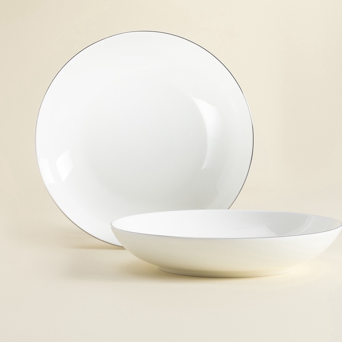 Тарелки глубокие SL Home &laquo;Каскарон&raquo;, 700 мл, d=20 см, набор 2 шт, костяной фарфор, белые