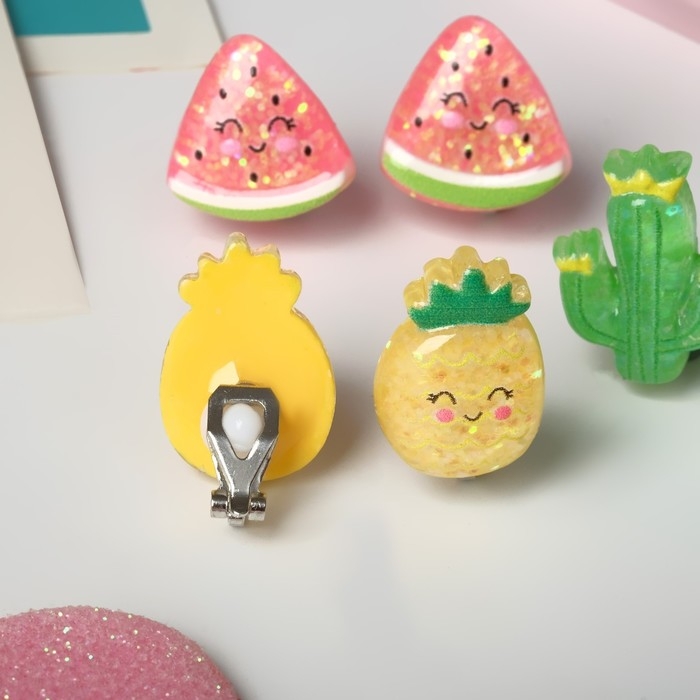 Набор клипс детских (3 пары) &laquo;Выбражулька&raquo; тропики, цветной