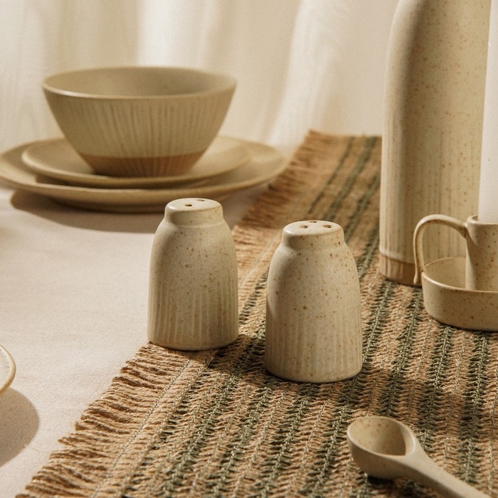 Набор для специй керамический SL Home «Виенто», 2 предмета: солонка 80 мл, перечница 80 мл, цвет бежевый Набор для специй керамический SL Home «Виенто», 2 предмета: солонка 80 мл, перечница 80 мл, цвет бежевый