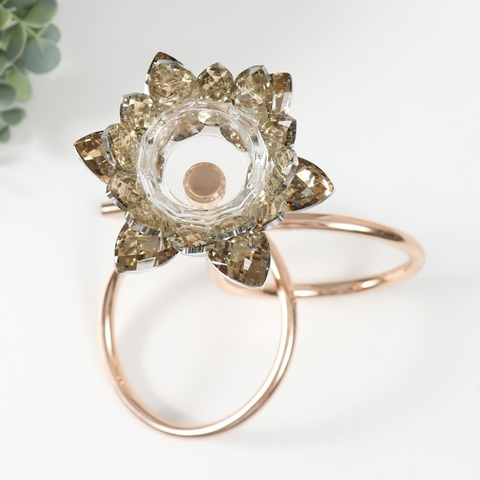 Подсвечник металл, акрил на 1 свечу "Золотой лотос. Завиток" d=4 см золото 19х29 см