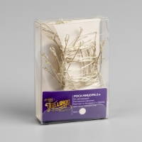 Гирлянда &laquo;Мишура&raquo; 2 м роса, IP20, серебристая нить, 50 LED, батарейки CR2032х2 (в комплекте), свечение белое