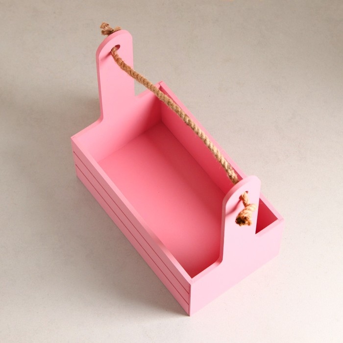 Набор кашпо деревянных 3 в 1 (29&times;18&times;33; 25&times;15&times;30; 21&times;12&times;23) "Аром", Розовый Коралл