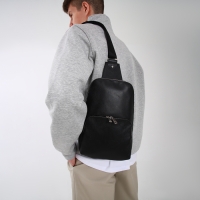 Сумка - слинг, TEXTURA, натуральная кожа, цвет чёрный