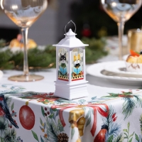 Светодиодная фигура &laquo;Белый фонарь с котиками&raquo; 5 &times; 12 &times; 5 см, пластик, батарейки AG13х3 (в комплекте), свечение тёплое белое