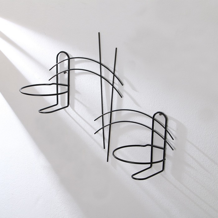 Подвес для кашпо, настенный, на 2 горшка, d = 16 см, чёрный, &laquo;Букет&raquo;