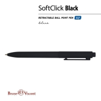 Ручка шариковая автоматическая, 0,7 мм, BrunoVisconti SoftClick Black, стержень синий, корпус soft touch Ручка шариковая автоматическая, 0,7 мм, BrunoVisconti SoftClick Black, стержень синий, корпус soft touch