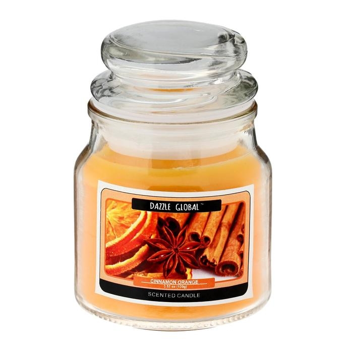 Свеча в банке "Корица, апельсин" 82 гр 6х9х9 см