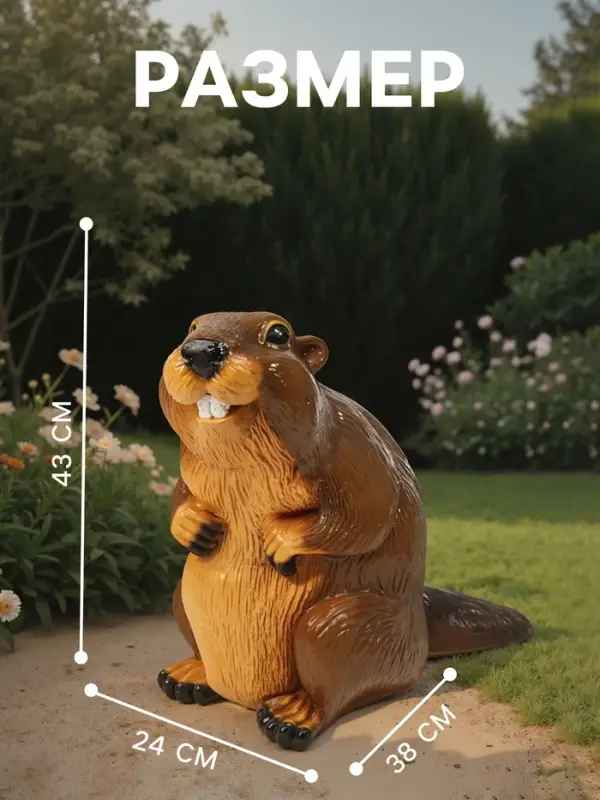 Садовая фигура из полистоуна &laquo;Бобер&raquo;, 43&times;38&times;24 см