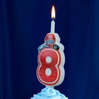 Свеча в торт &laquo;Хоккейная&raquo;, цифра 8, красная