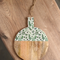 Доска разделочная круглая "Оливковая ветвь" дерево манго 36х28 см