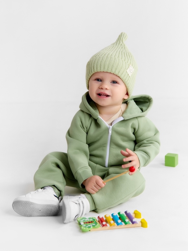 Костюм: толстовка и брюки Крошка Я Dino, рост 68-74, зеленый