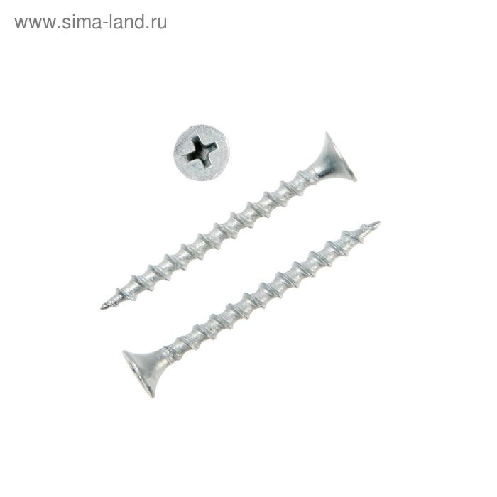 Саморез 3,5х41 мм ТУНДРА PREMIUM, потай, крупная резьба, шлиц PH, белый цинк, 1 кг