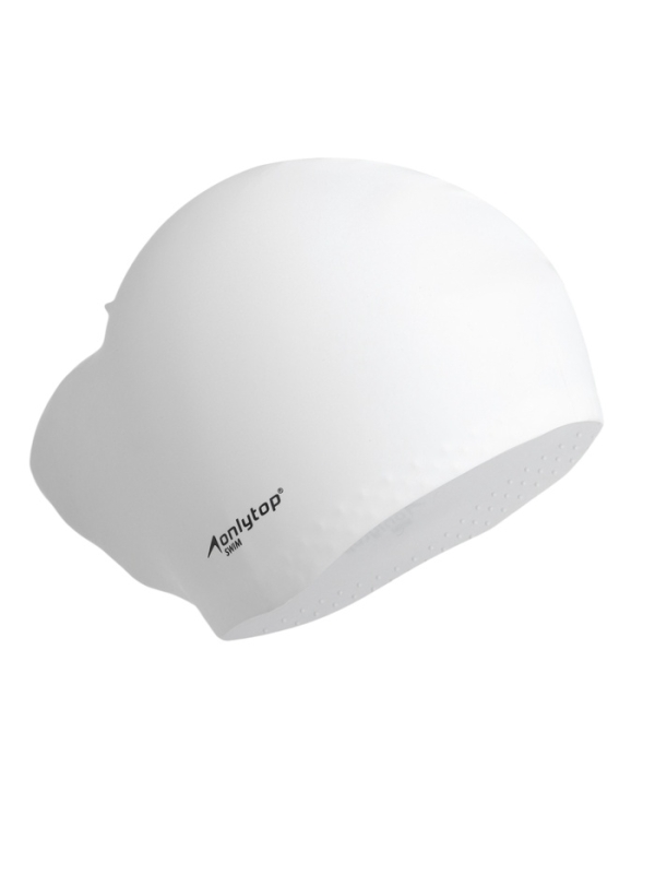 Шапочка для плавания силиконовая для длинных волос, цвет белый