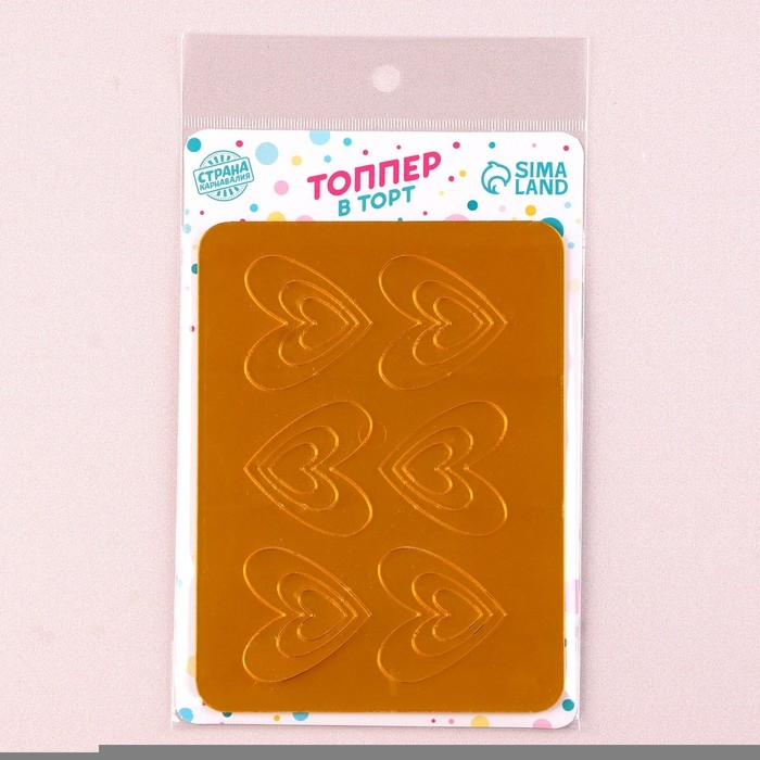 Набор топперов &laquo;Сердечки&raquo;, цвет золото