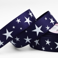 Лента репсовая &laquo;Звёзды&raquo;, 25 мм, 23 &plusmn; 1 м, цвет тёмно-синий/белый