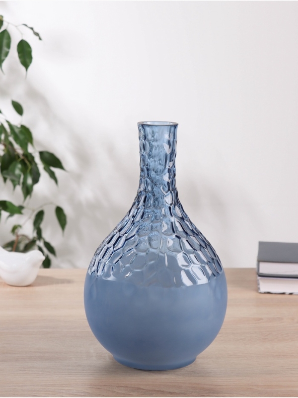 Ваза стекло настольная "Розмари" d-4.5 см, h-27х16 см, синий