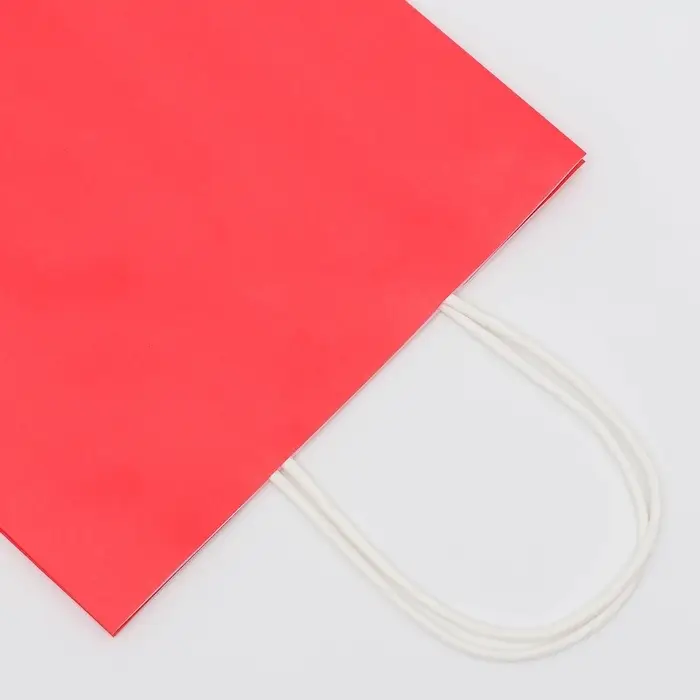 Пакет крафт красный, круглая ручка, 22&times;13&times;32 см, 120 г