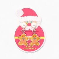 Клипсы детские "Выбражулька" пряник, жемчужина, цвет коричнево-белый