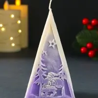 Свеча новогодняя пирамида Дед Мороз" 70х120 мм, фиолетовый