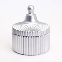 Свеча "Купол" в подсвечнике с узкими гранями из гипса с крышкой,7,5х9 см,серебро