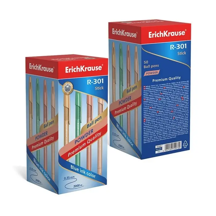 Ручка шариковая ErichKrause R-301 Powder Stick, узел 0.7 мм, цвет чернил синий, корпус пастель МИКС