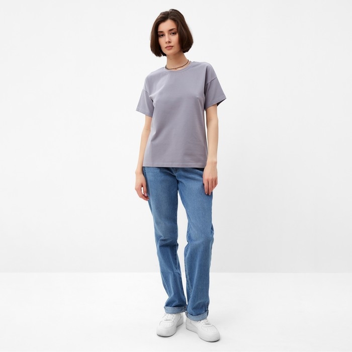 Футболка женская MINAKU: Basic line цвет серый, размер 52 Футболка женская MINAKU: Basic line цвет серый, размер 52