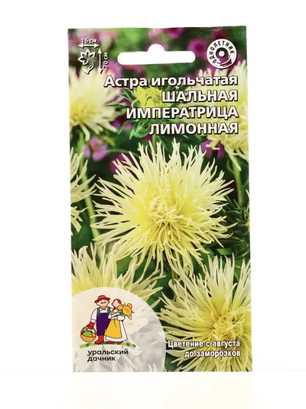 Семена Цветы Астра игольчатая Шальная императрица лимонная (УД) Е/П , Е/П,  0,2 г.