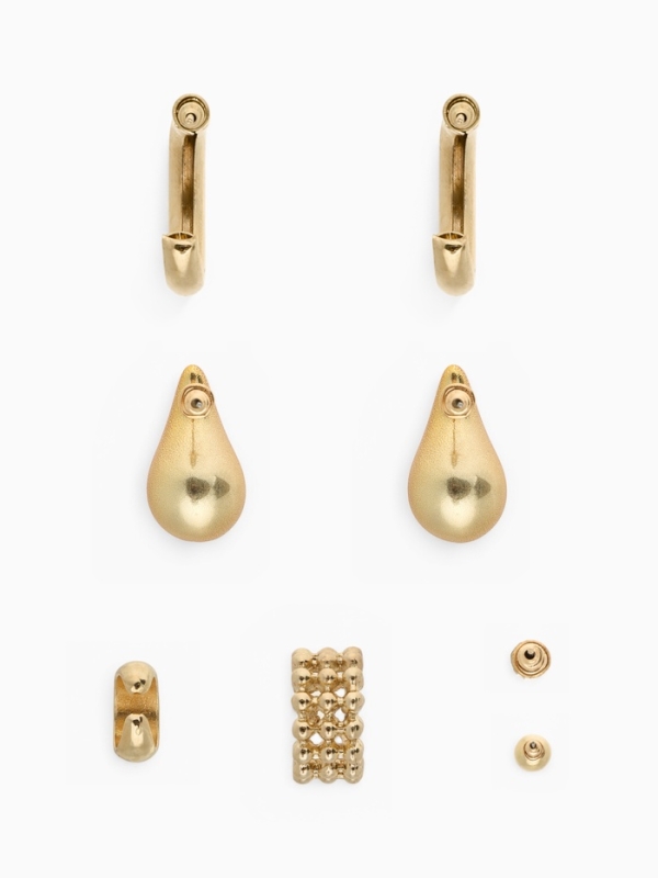 Набор серьги и каффы 8 шт. &laquo;Кольца&raquo; капли, цвет золото