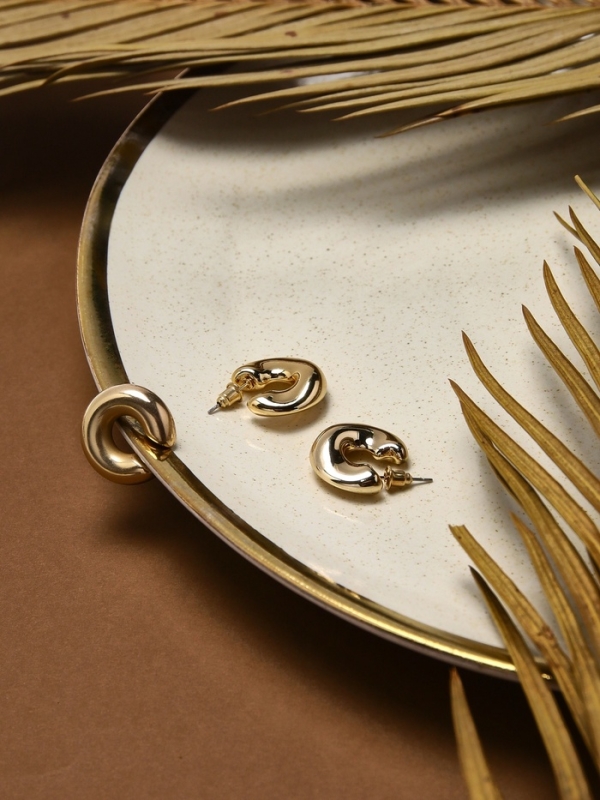 Набор серьги и каффы 3 шт &laquo;Бублик&raquo; капли, цвет золото