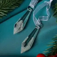 Украшение ёлочное "Льдинка" (набор 2 шт) сосулька грани, 6,5х1 см, прозрачный