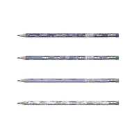 Карандаш чернографитный с ластиком ErichKrause "Lavender", HB, грифель d=2.2 мм, дерево, трeхгранный в тубусе, микс